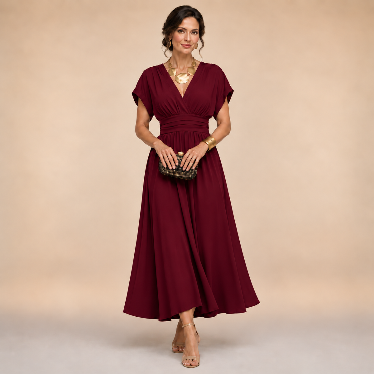 Odessa | Wrap V-Neck Midi Dress