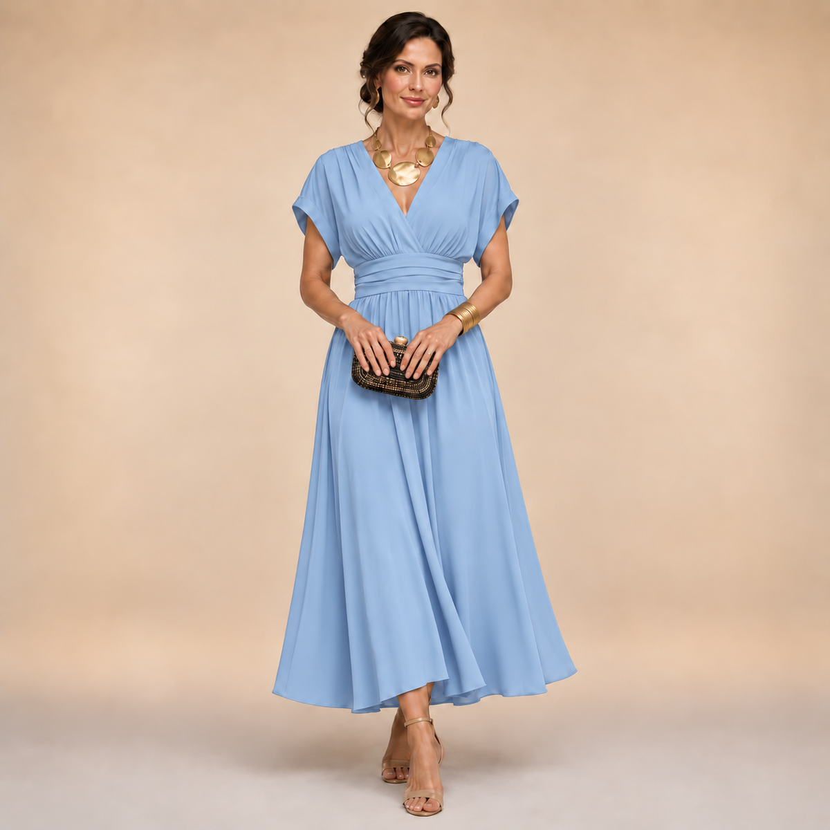 Odessa | Wrap V-Neck Midi Dress