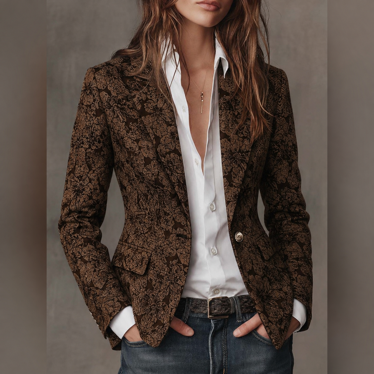 Rosamund | Fitted Jacquard Blazer