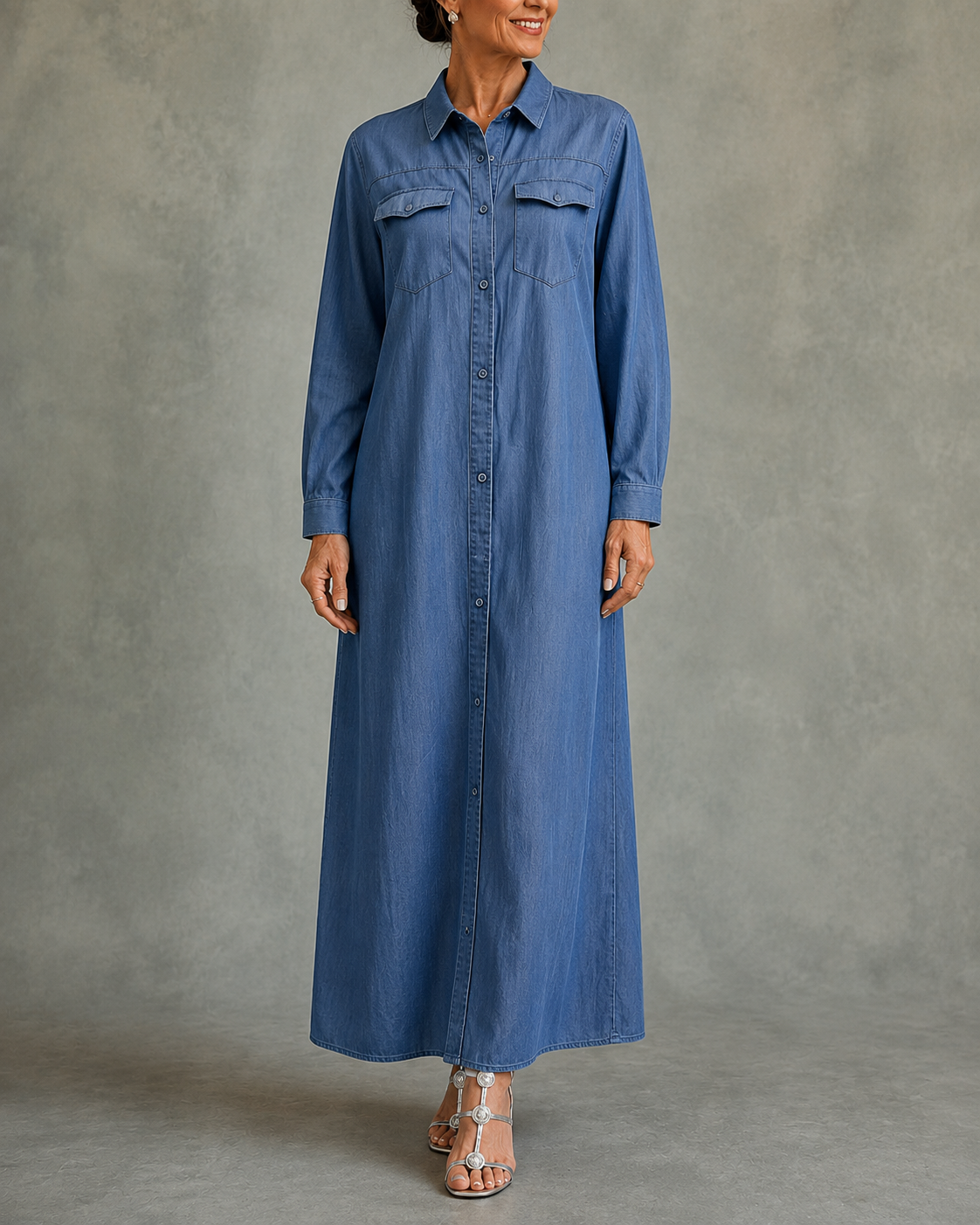 Froukje | Long Button-Front Shirt Dress