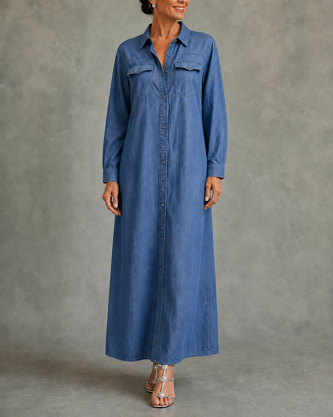 Froukje | Long Button-Front Shirt Dress
