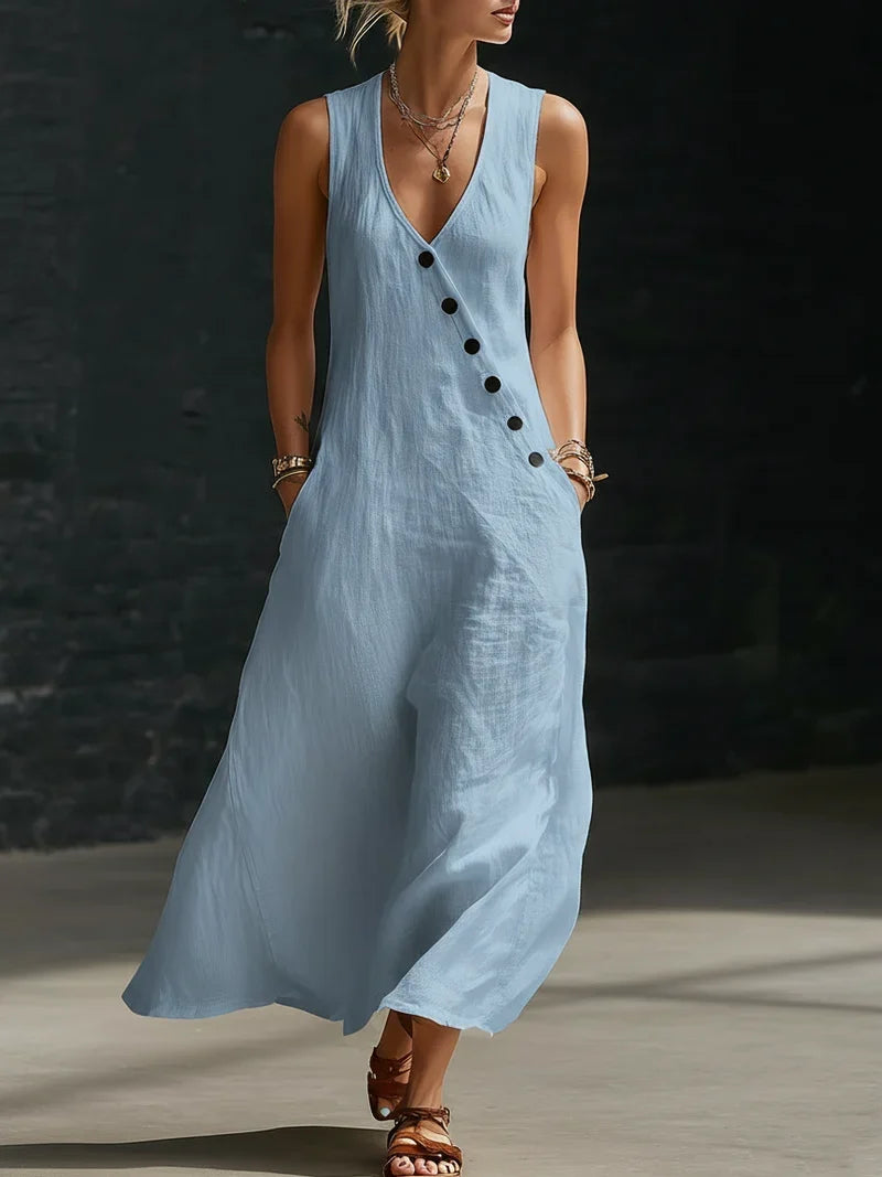 Sefi | Minimalist Button-Front Maxi Dress