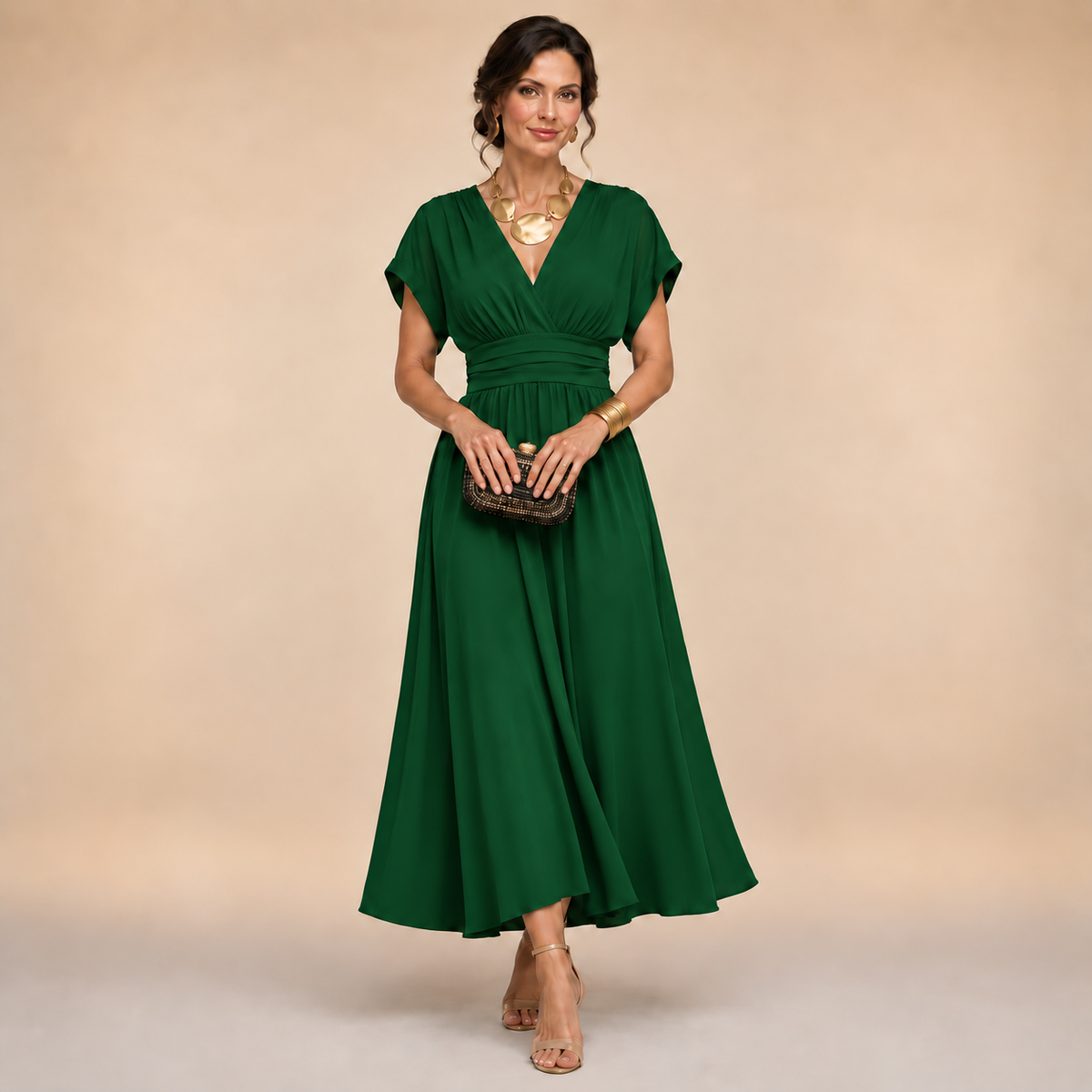 Odessa | Wrap V-Neck Midi Dress