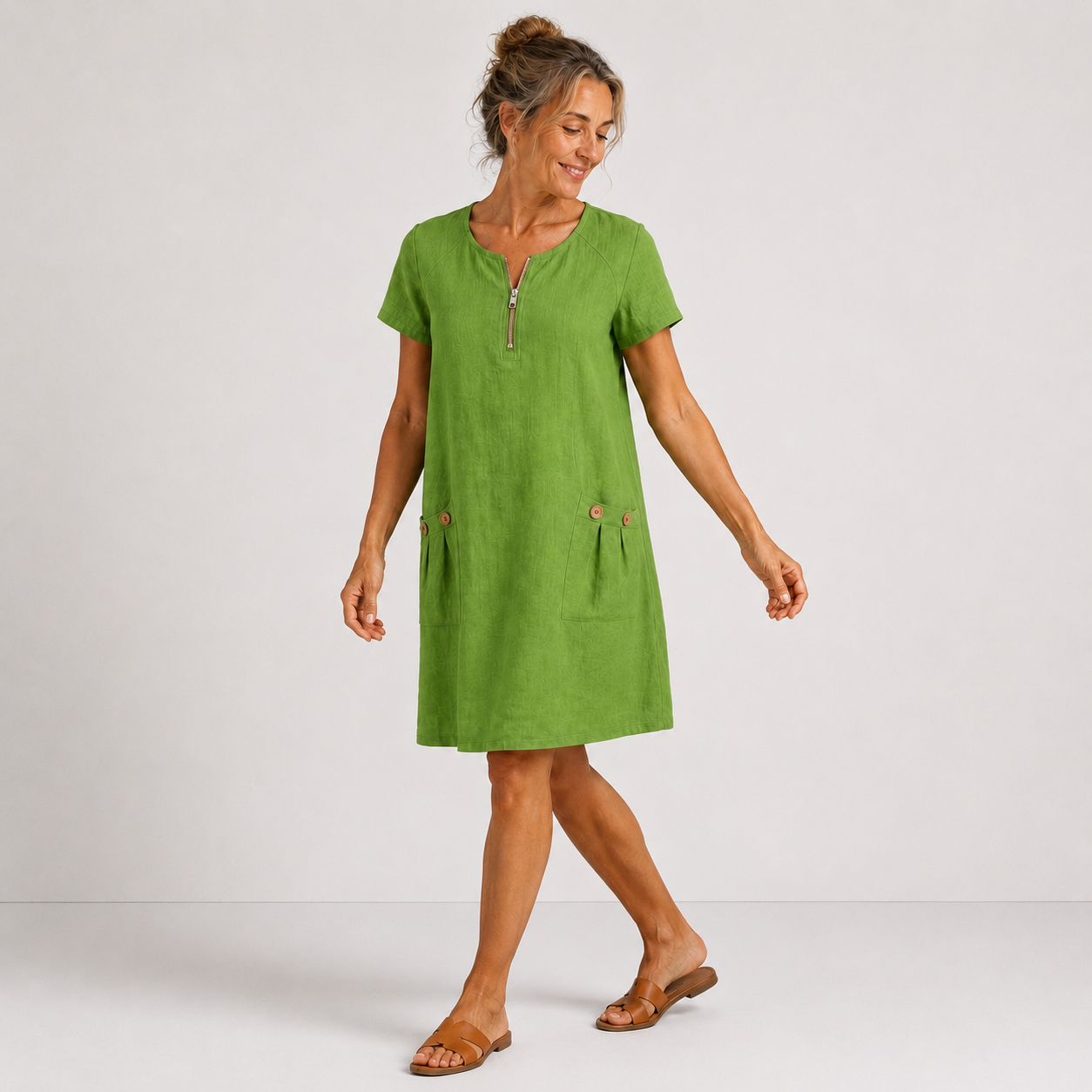 Eliana™ | Cotton & Linen Zip Dress