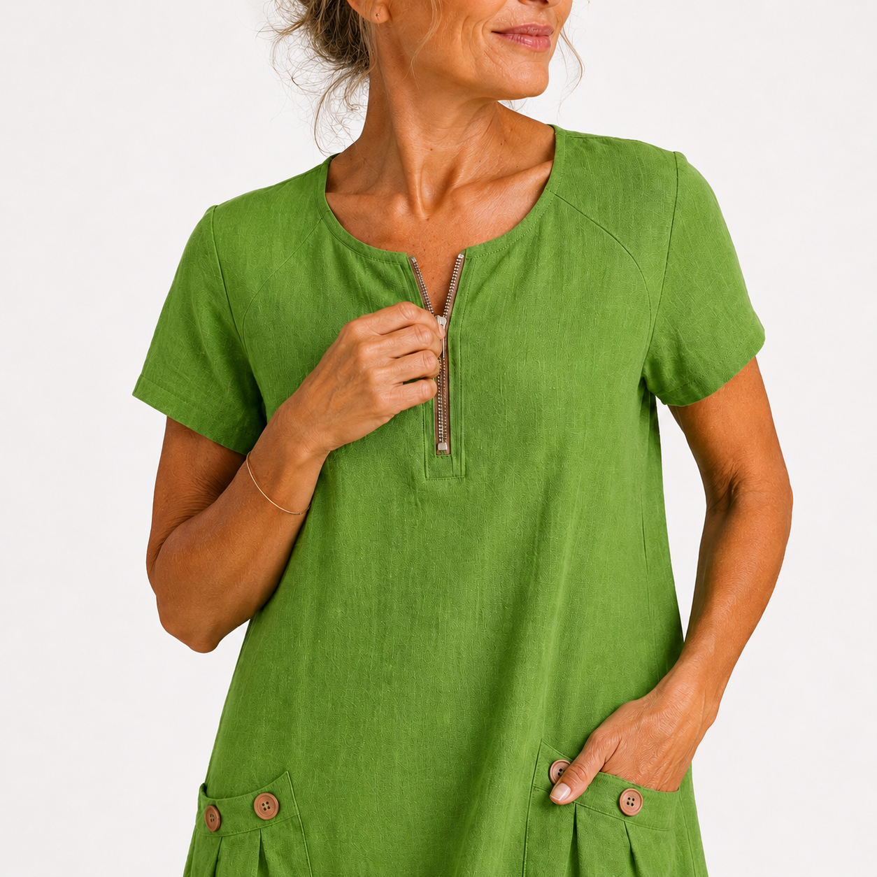Eliana™ | Cotton & Linen Zip Dress