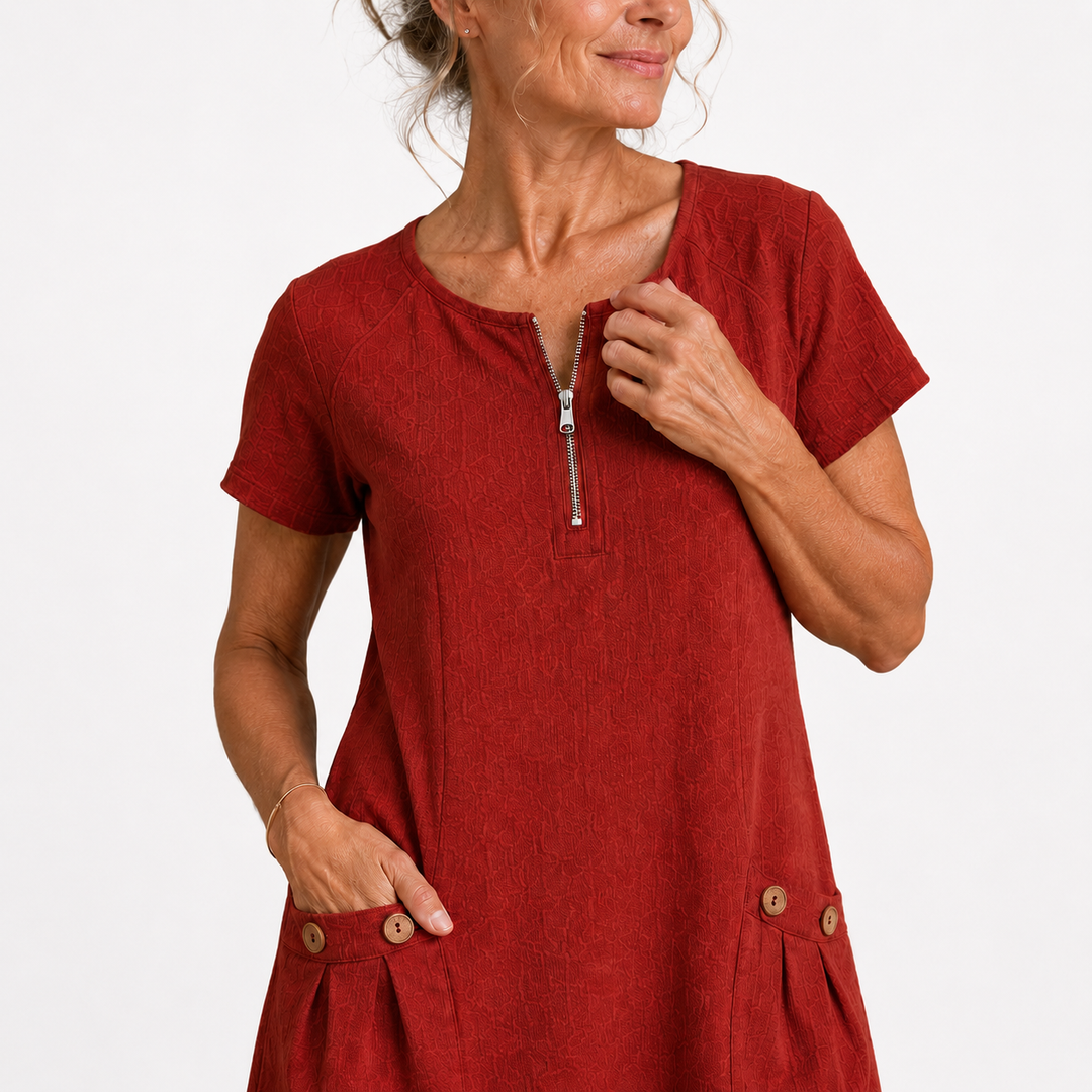Eliana™ | Cotton & Linen Zip Dress
