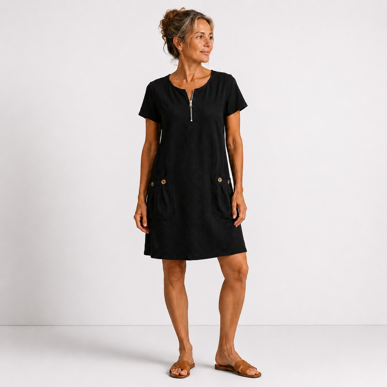 Eliana™ | Cotton & Linen Zip Dress