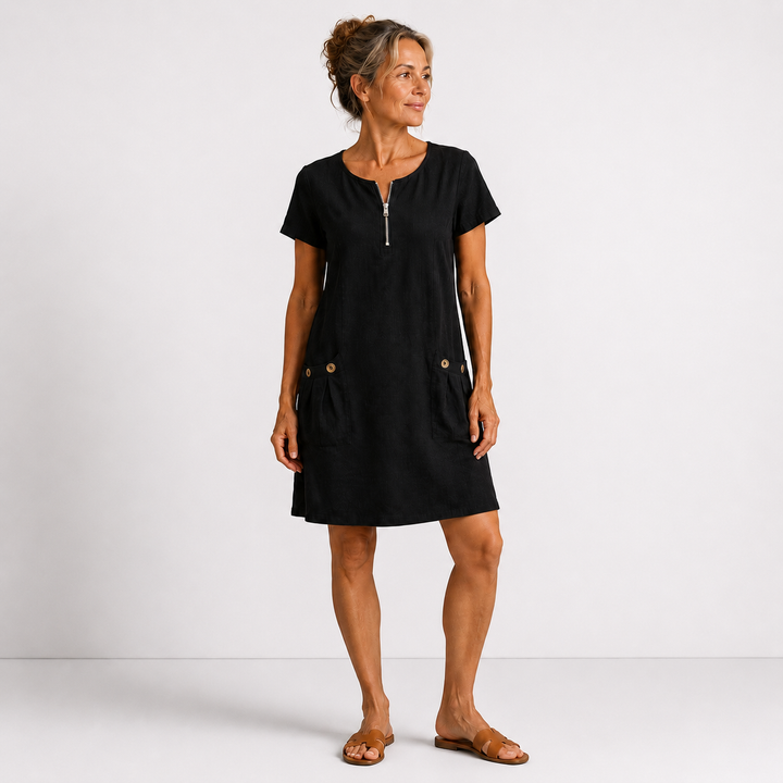Eliana™ | Cotton & Linen Zip Dress