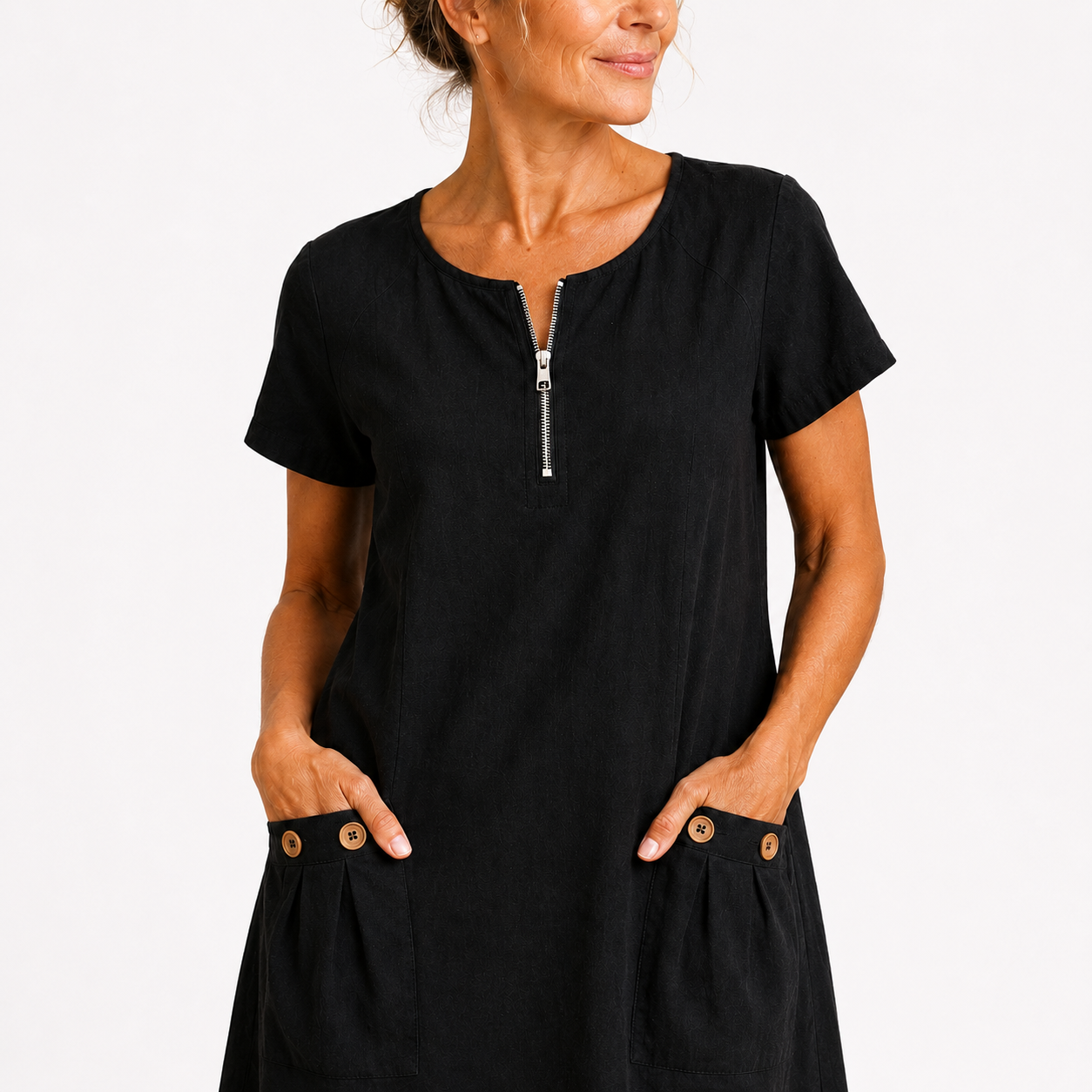 Eliana™ | Cotton & Linen Zip Dress