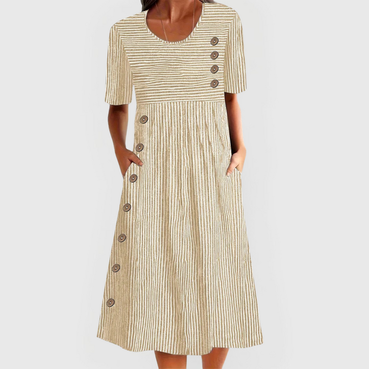 Julia™ | Classic Striped Midi Dress