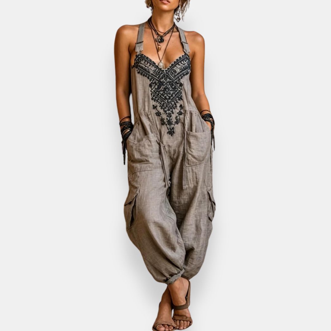 Aria™ | Bohemian Embroidered Jumpsuit