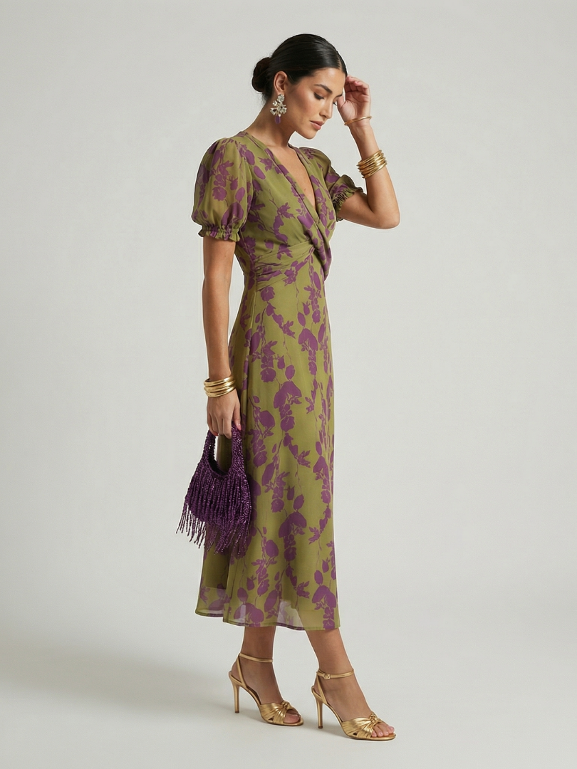Olivia™ | Floral Wrap Midi Dress
