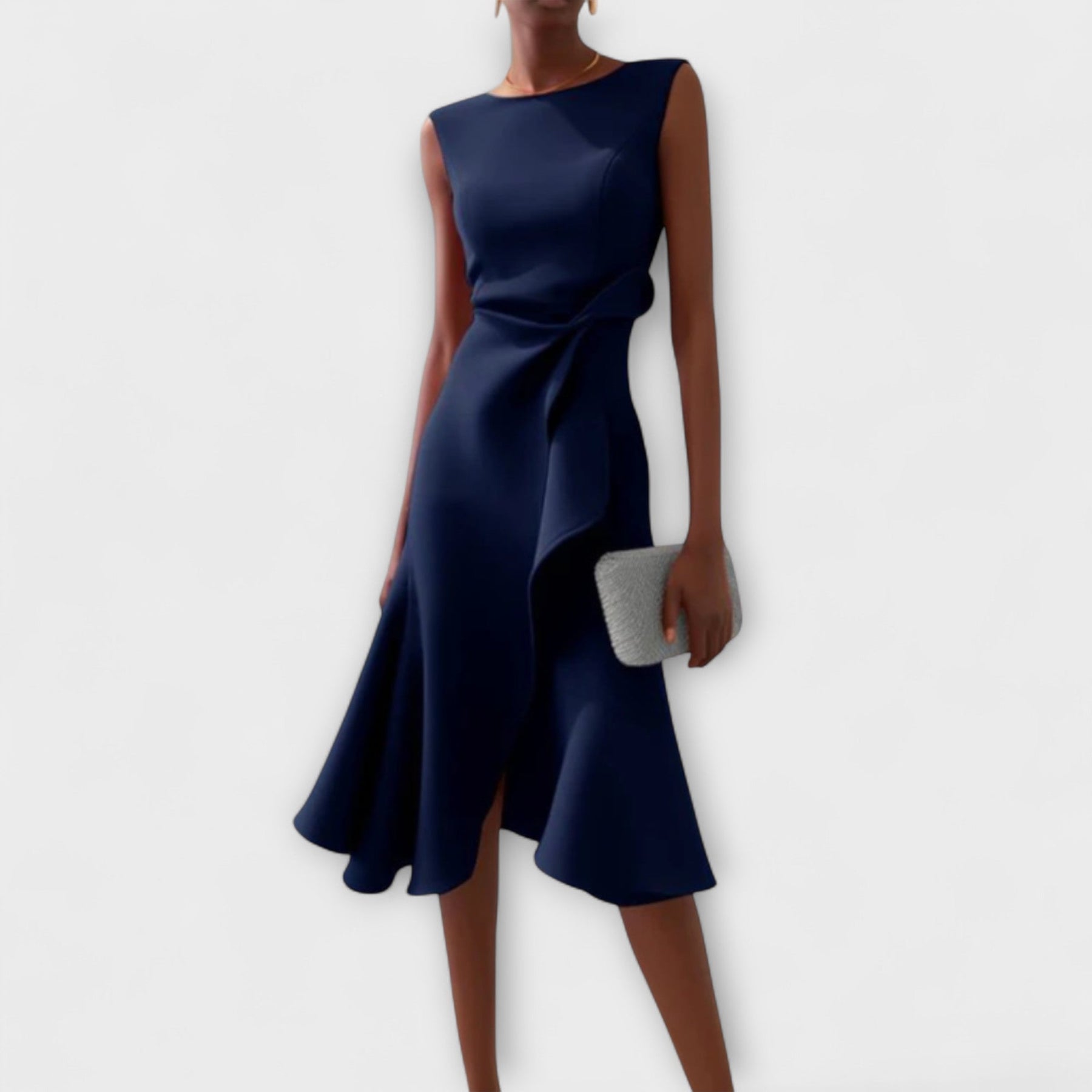 Delphine™ | Asymmetric Ruffle Midi Dress