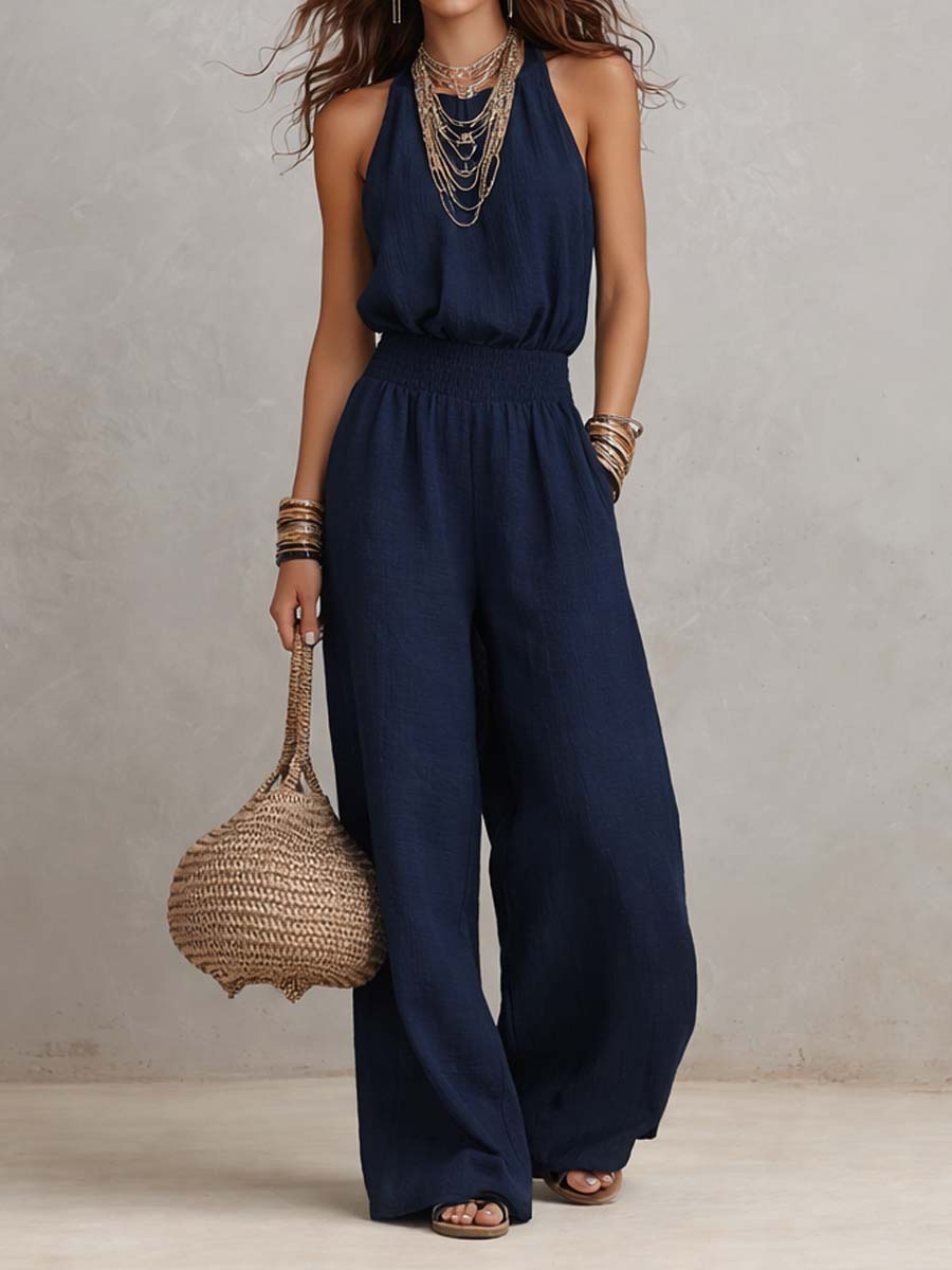 Aveline™ | Halterneck Linen Blend Jumpsuit