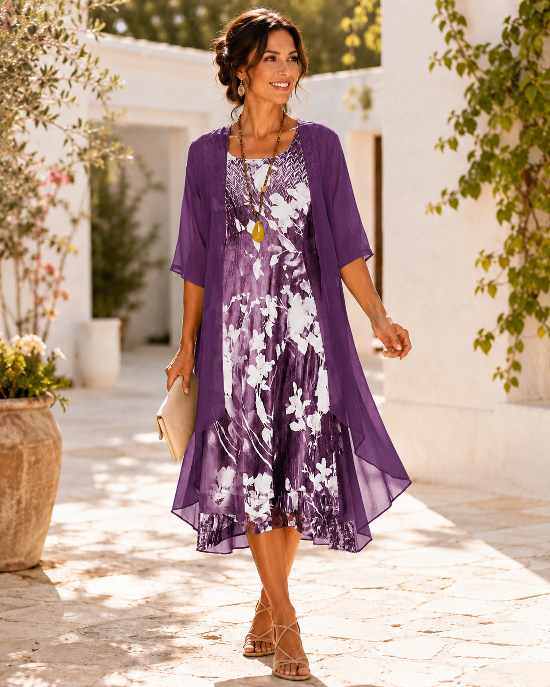 Freya | Two-Layer Floral Midi Dress