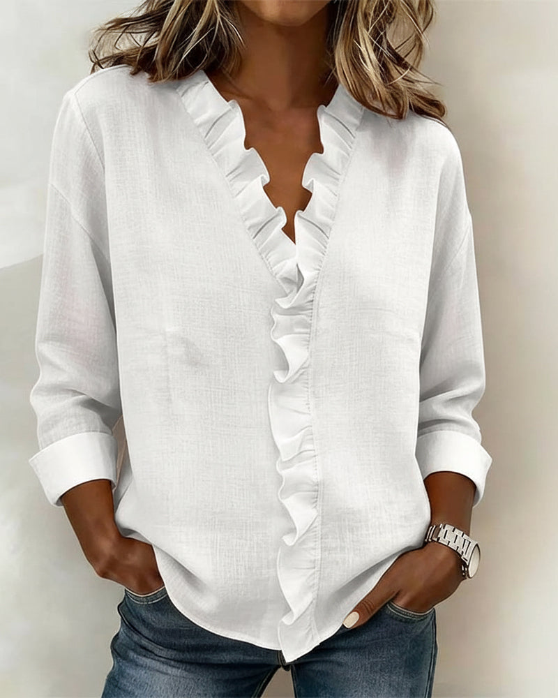 Camille | Ruffle V-Neck Blouse