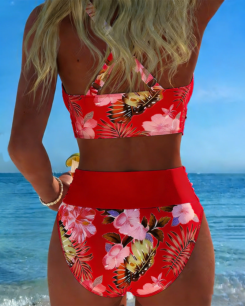 RÓNAIT | CONTRAST FLORAL TANKINI SET