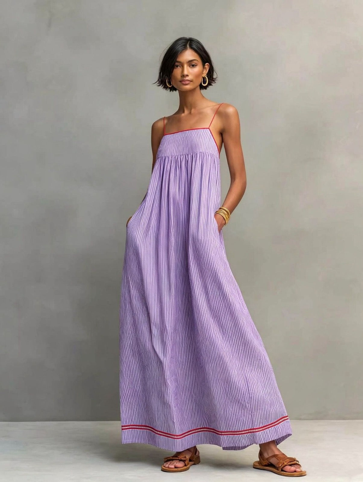 Aveline™ | Mediterranean Stripe Maxi Dress