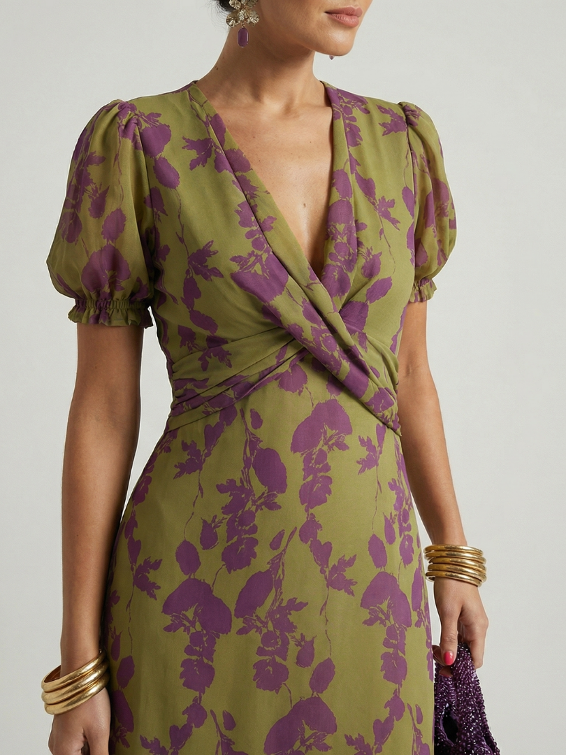 Olivia™ | Floral Wrap Midi Dress