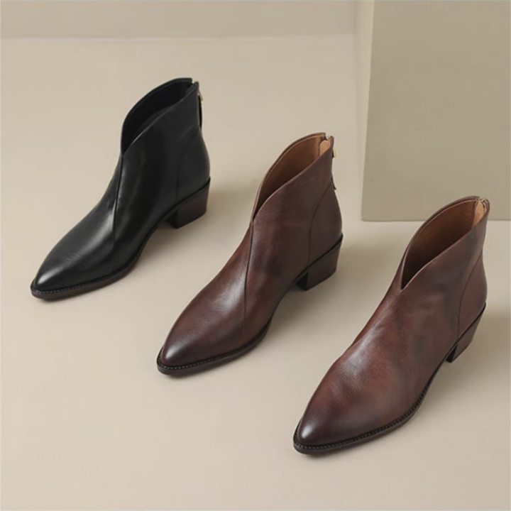 Claudine™ | Luxury Low Heel Ankle Boots