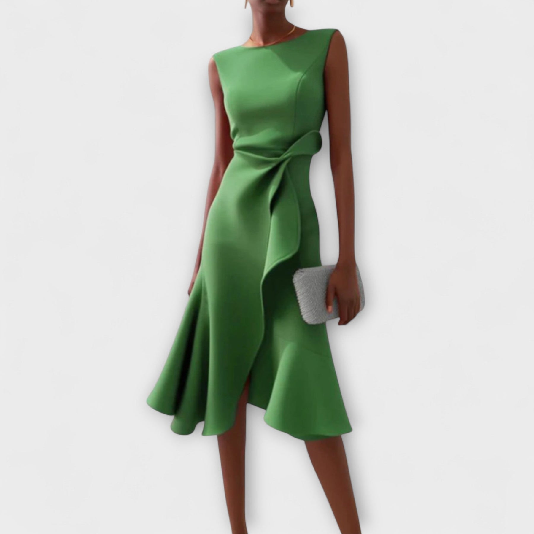Delphine™ | Asymmetric Ruffle Midi Dress