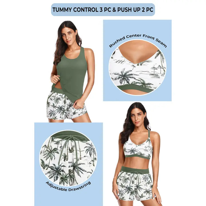 ARABELLA | SPORTY THREE-PIECE TANKINI SET WITH POCKETS