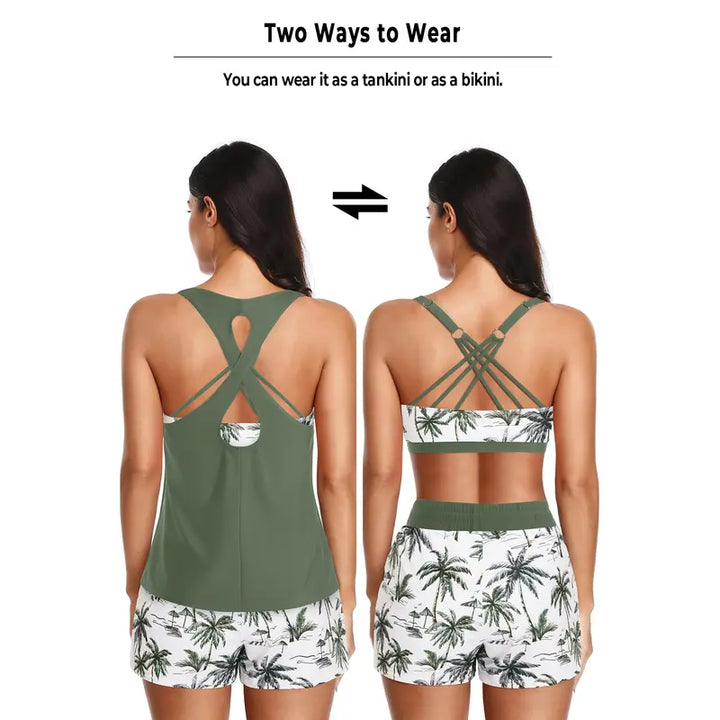 ARABELLA | SPORTY THREE-PIECE TANKINI SET WITH POCKETS