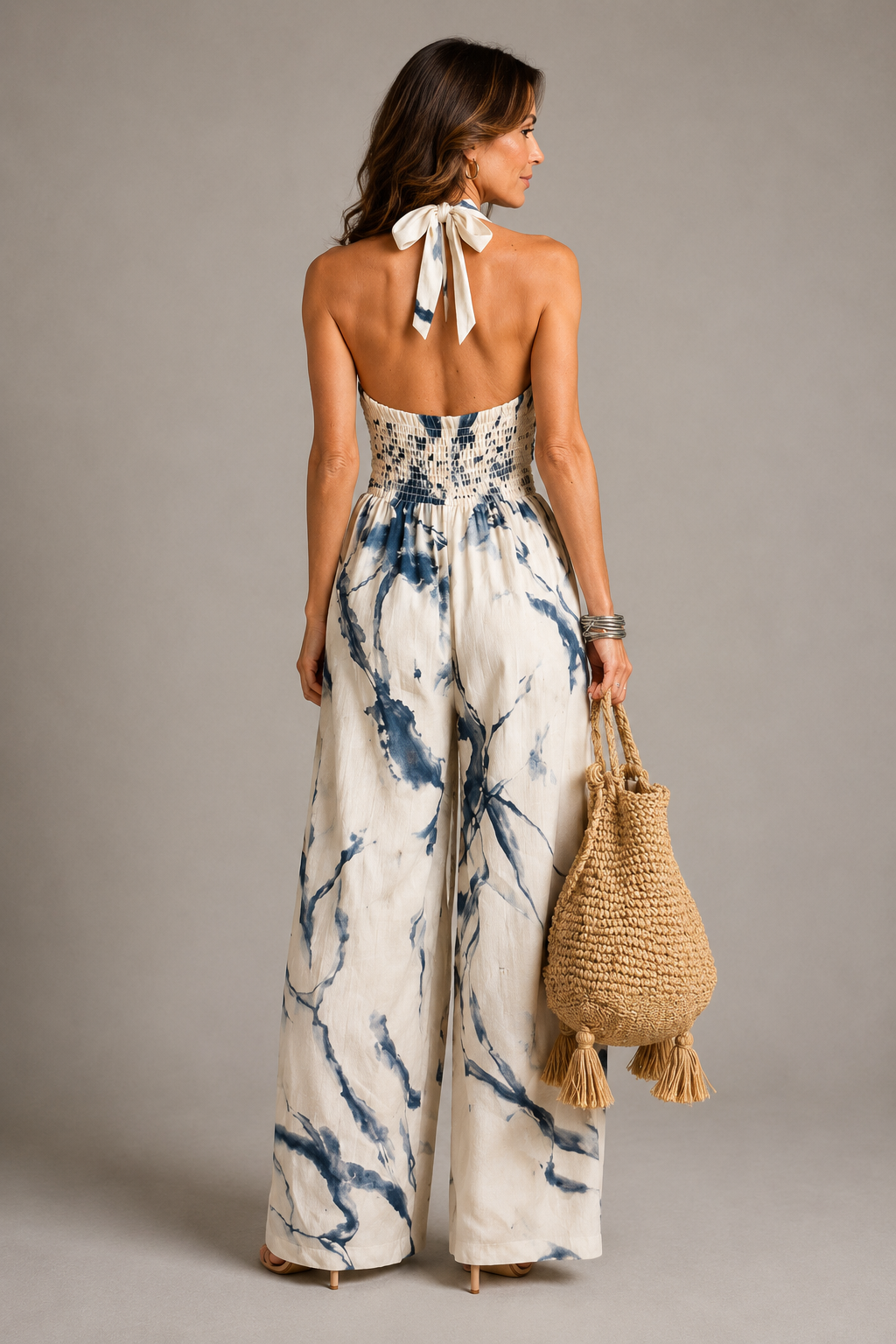 Bianca | Artistic Print Halter Jumpsuit