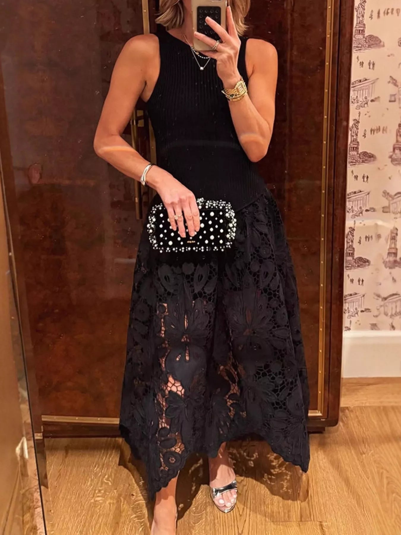 Bianca | Ribbed Crochet Midi Dress