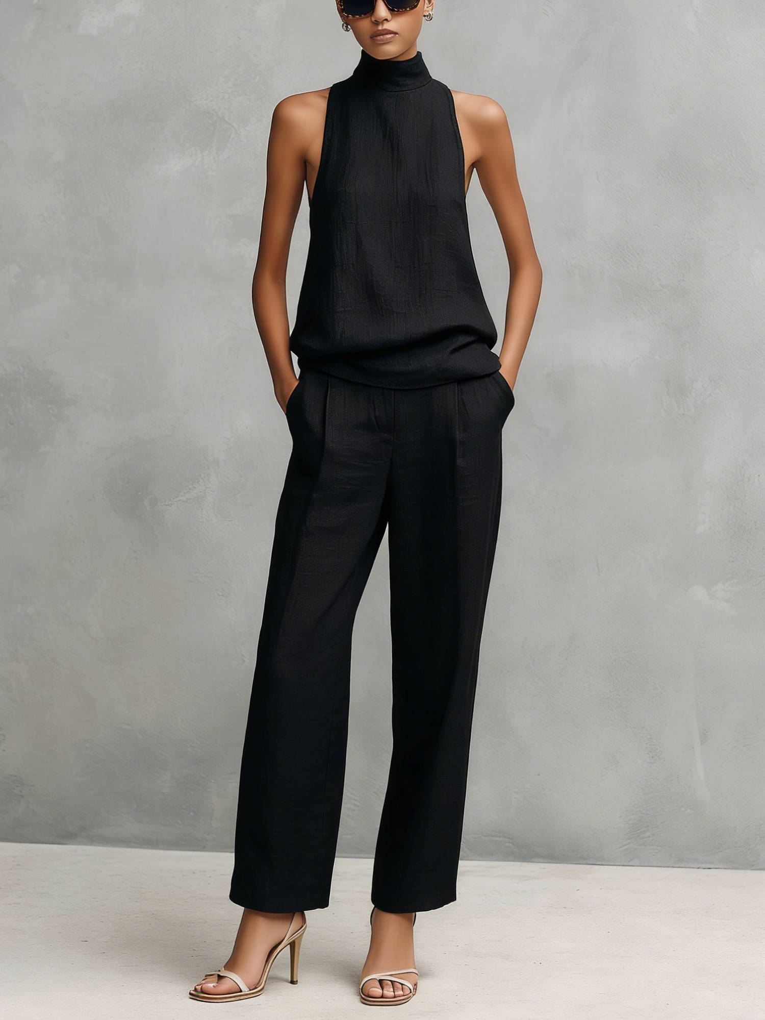 Alessia | Cotton-Linen Round Neck Set