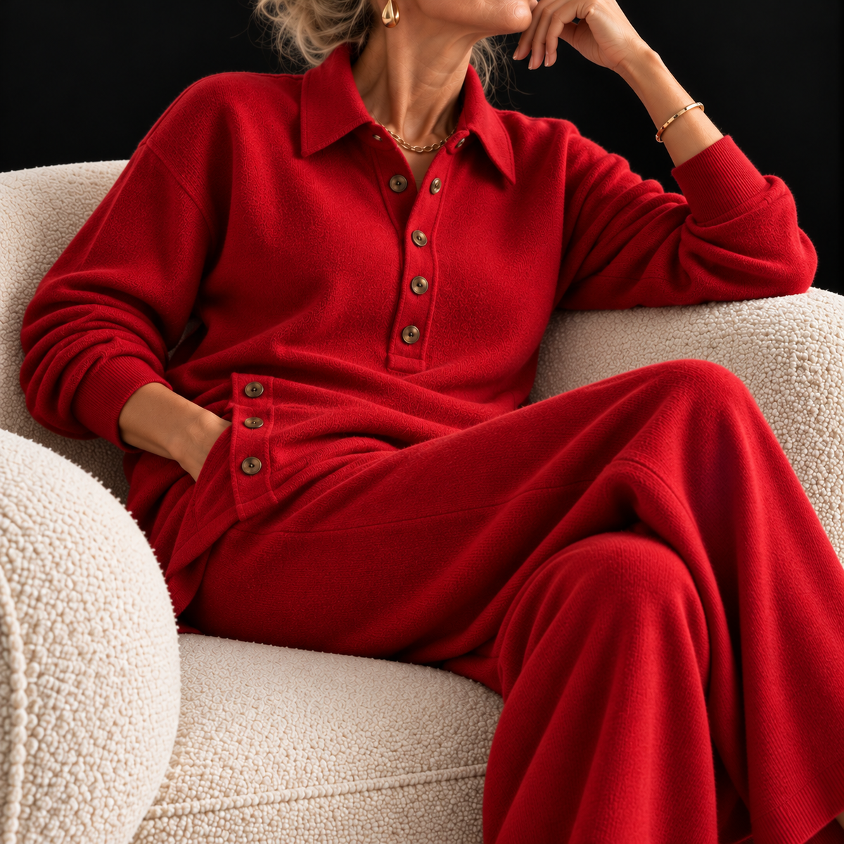 Apolline | Knit Lounge Set with Wide-Leg Pants