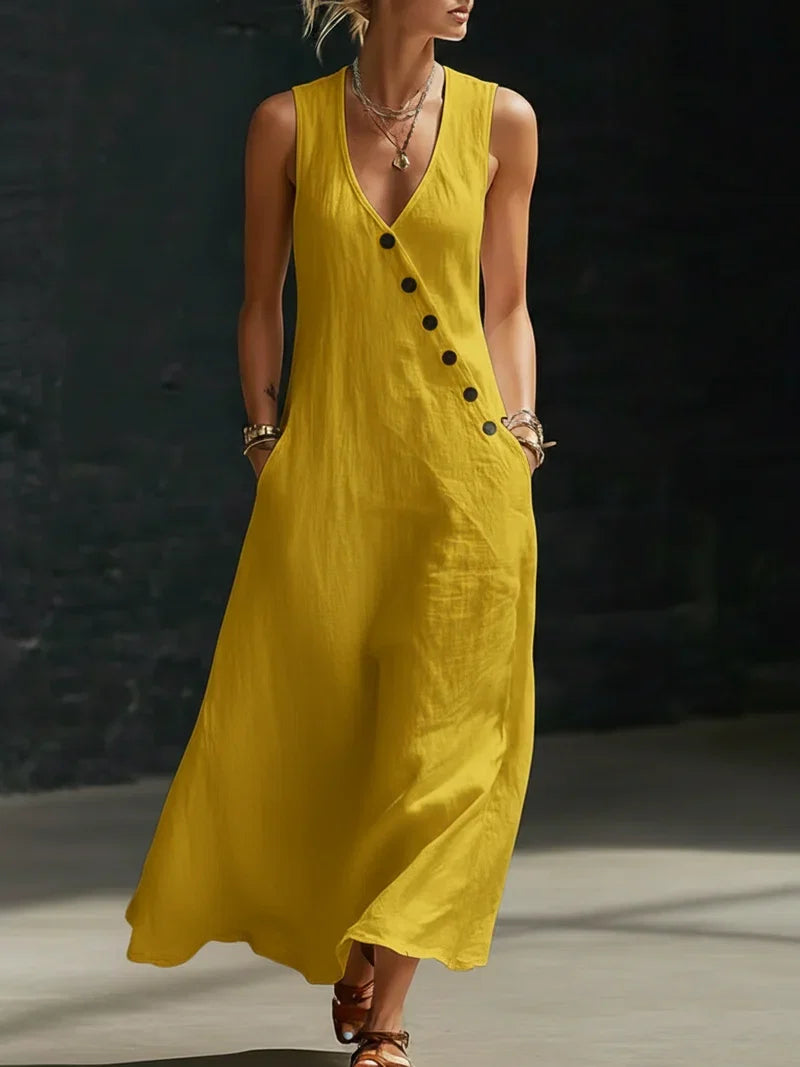 Sefi | Minimalist Button-Front Maxi Dress