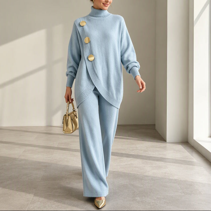 Noa | Turtleneck Knit Set with Wide-Leg Pants