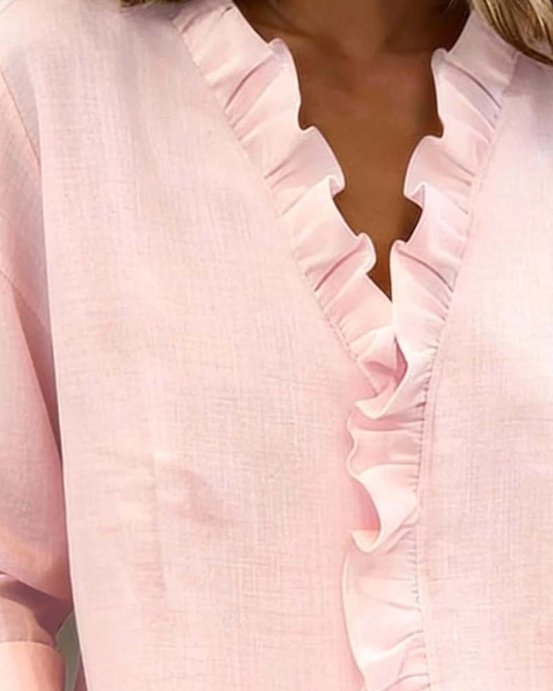 Camille | Ruffle V-Neck Blouse