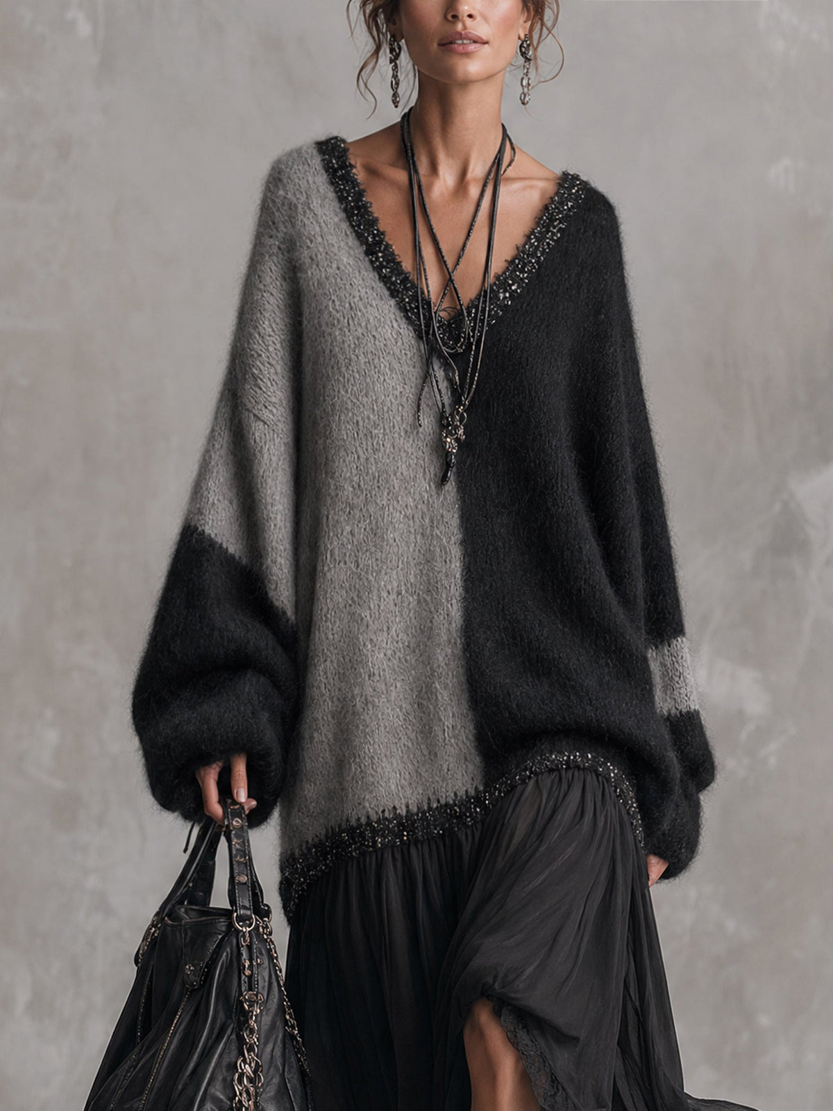 Rosaura | Color-Block Knit Top Maxi Dress