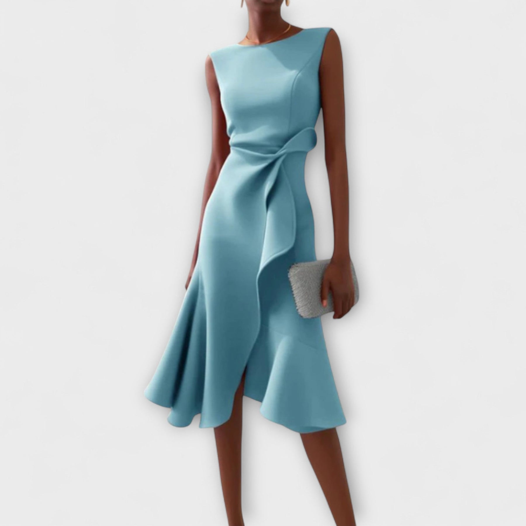 Delphine™ | Asymmetric Ruffle Midi Dress