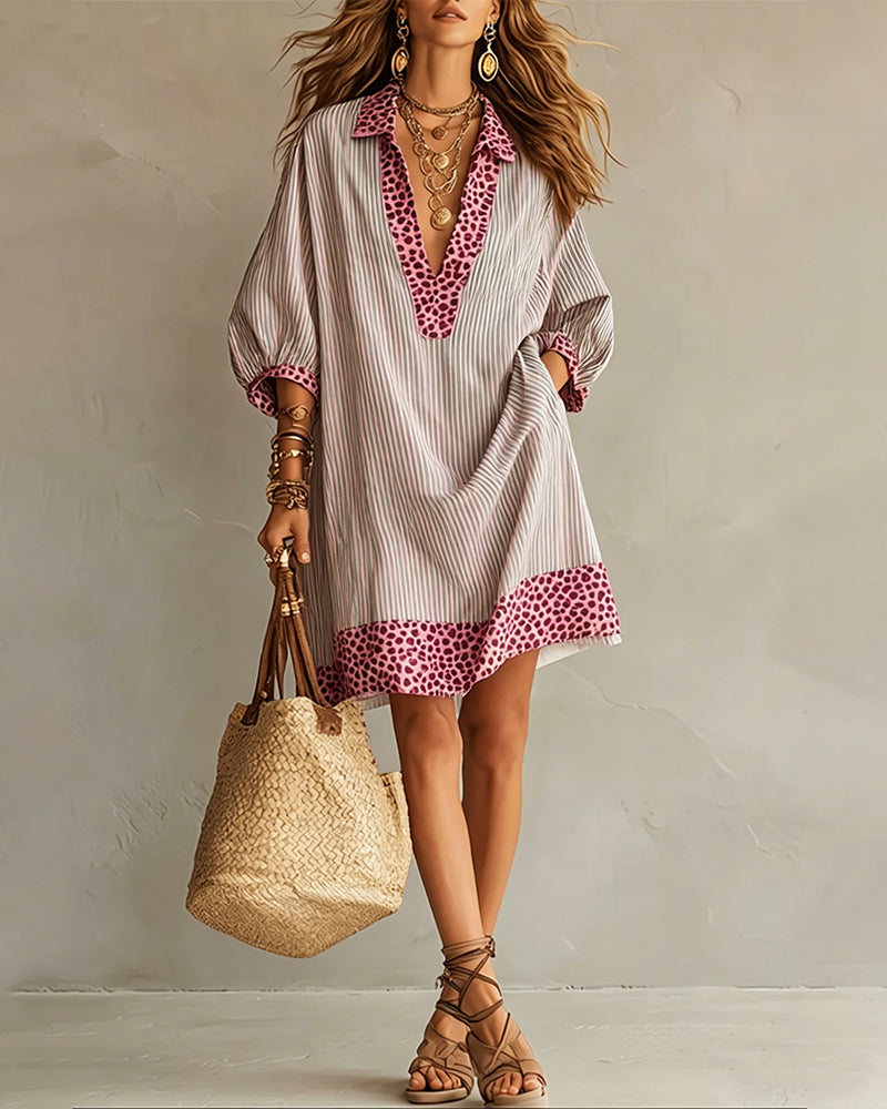 Luna™ | Bohemian Striped Shirt Dress