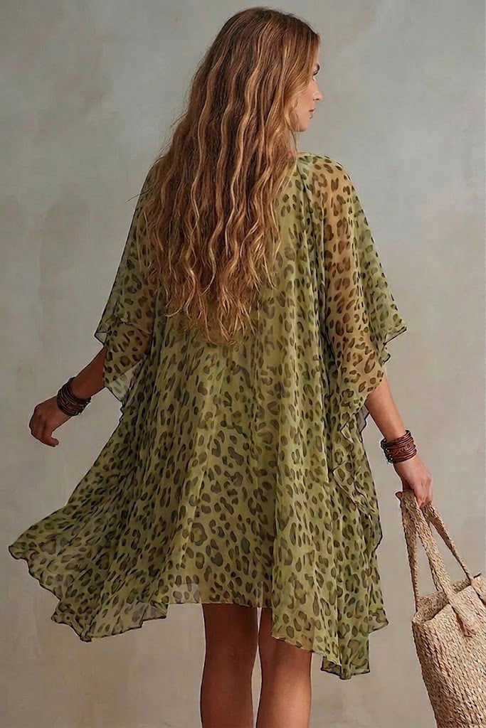 Aurore | Flowing Chiffon Leopard Print Dress