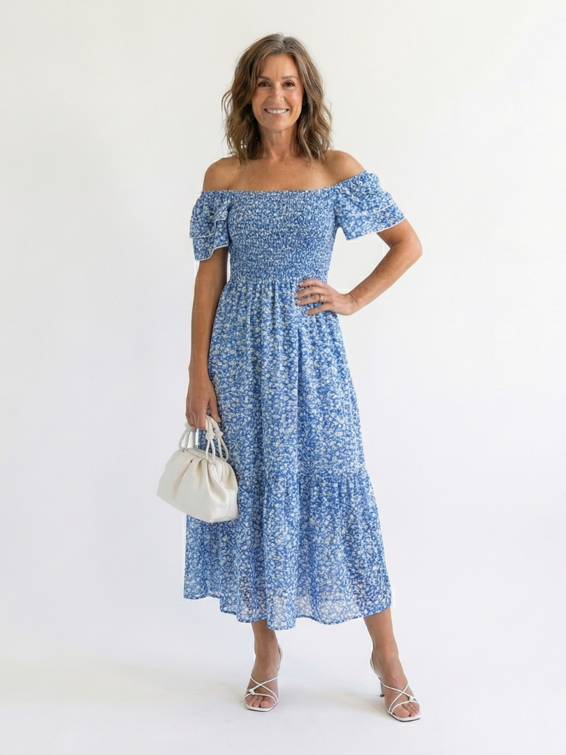Ainhoa | Off-Shoulder Floral Midi Dress