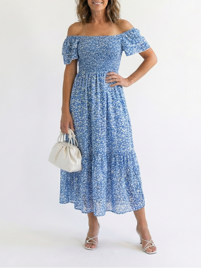 Ainhoa | Off-Shoulder Floral Midi Dress
