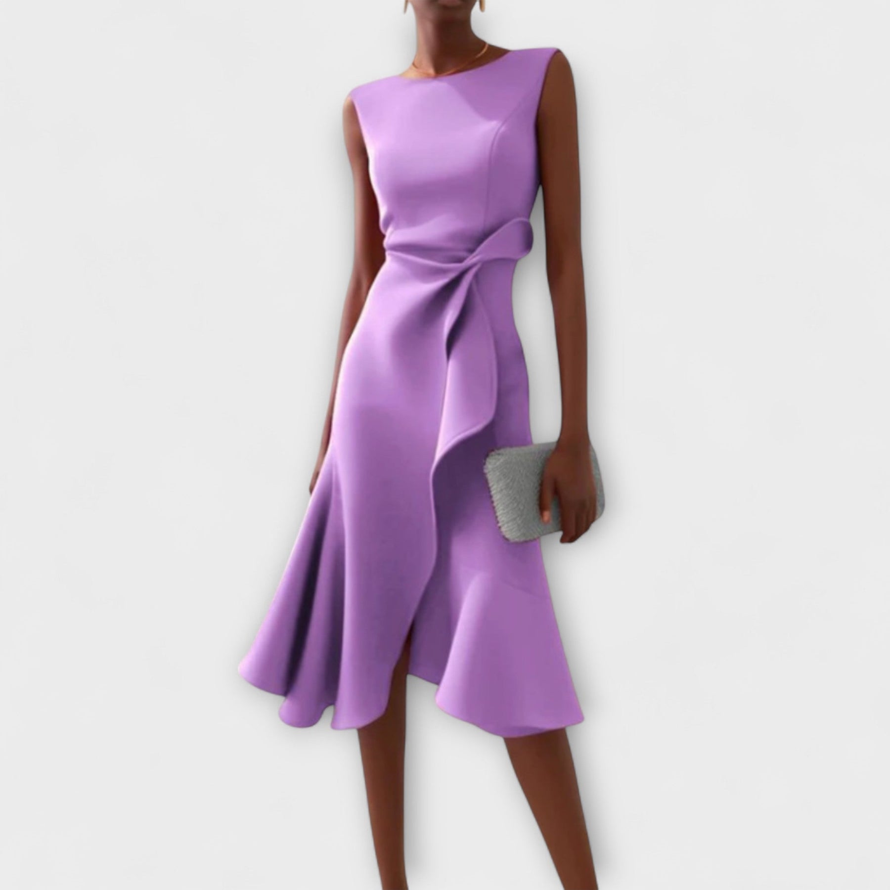 Delphine™ | Asymmetric Ruffle Midi Dress