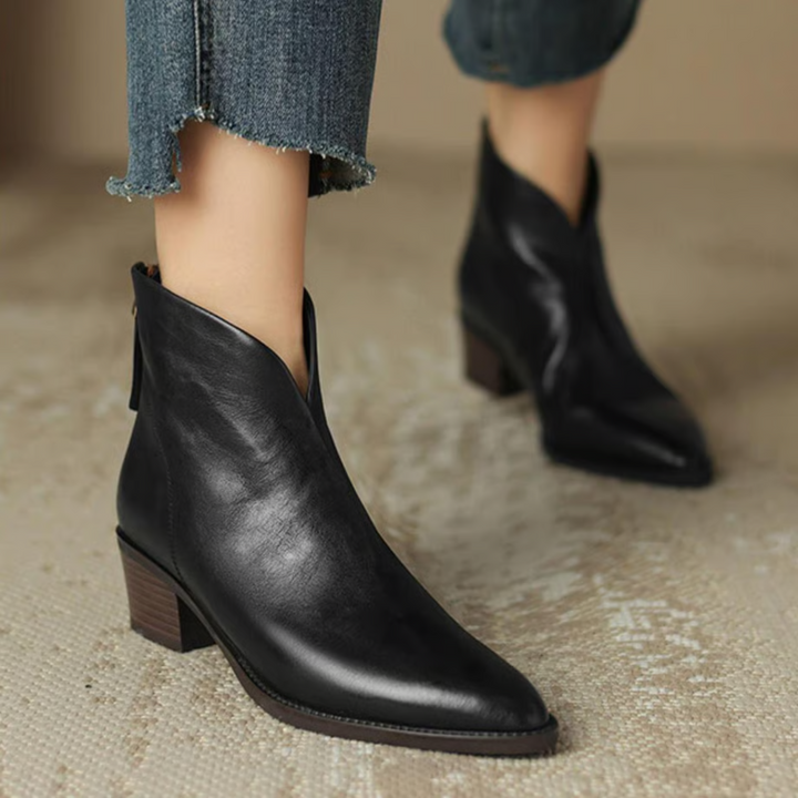 Claudine™ | Luxury Low Heel Ankle Boots