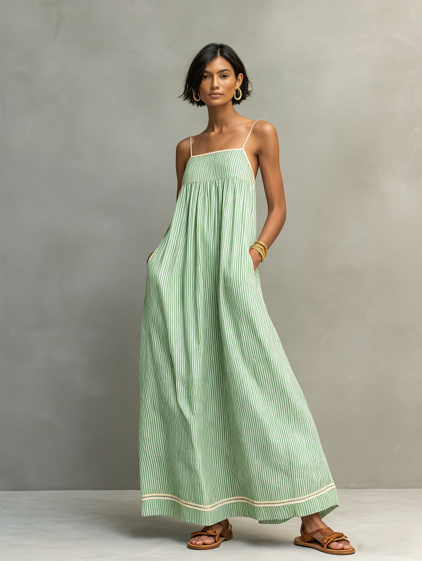 Aveline™ | Mediterranean Stripe Maxi Dress
