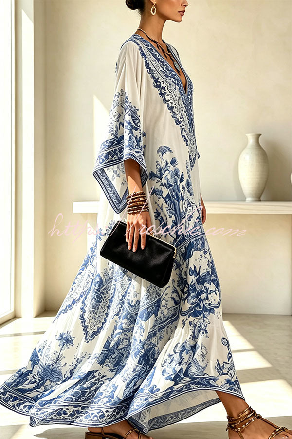 Marielle | Porcelain Print Cover-Up Maxi Dress