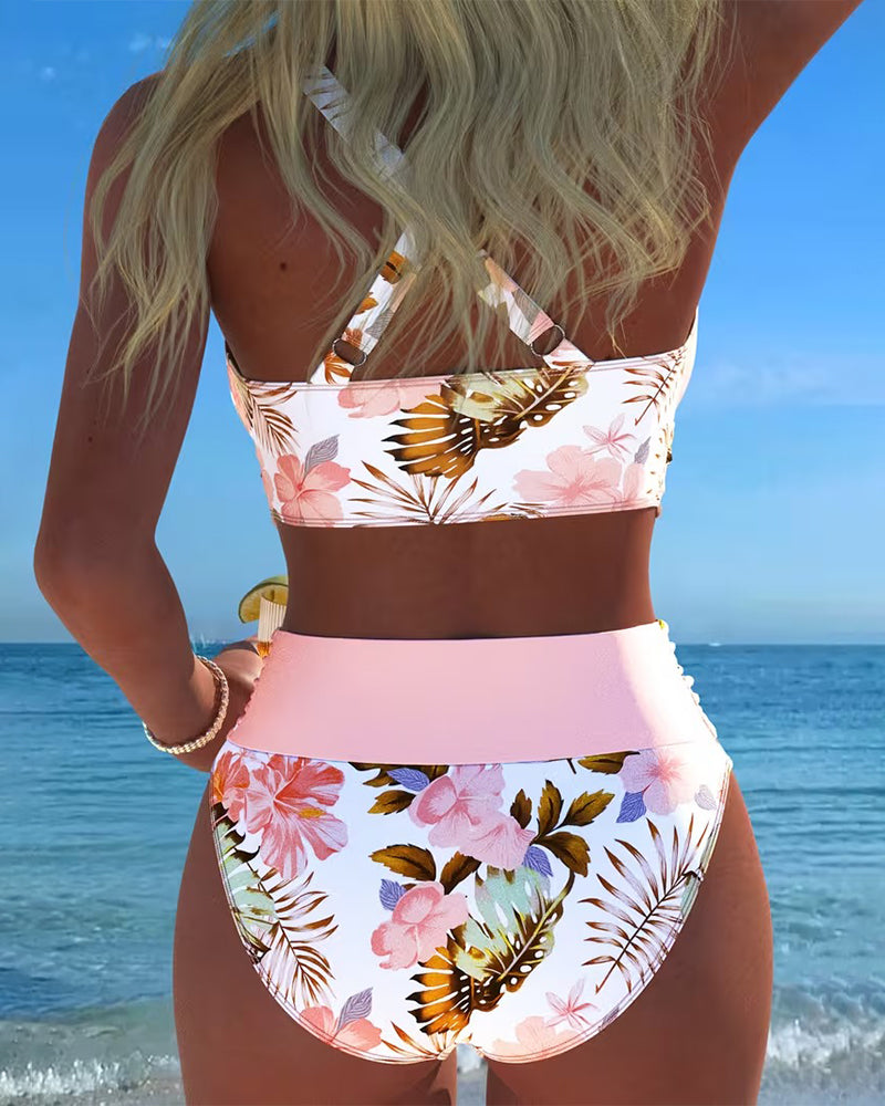 RÓNAIT | CONTRAST FLORAL TANKINI SET
