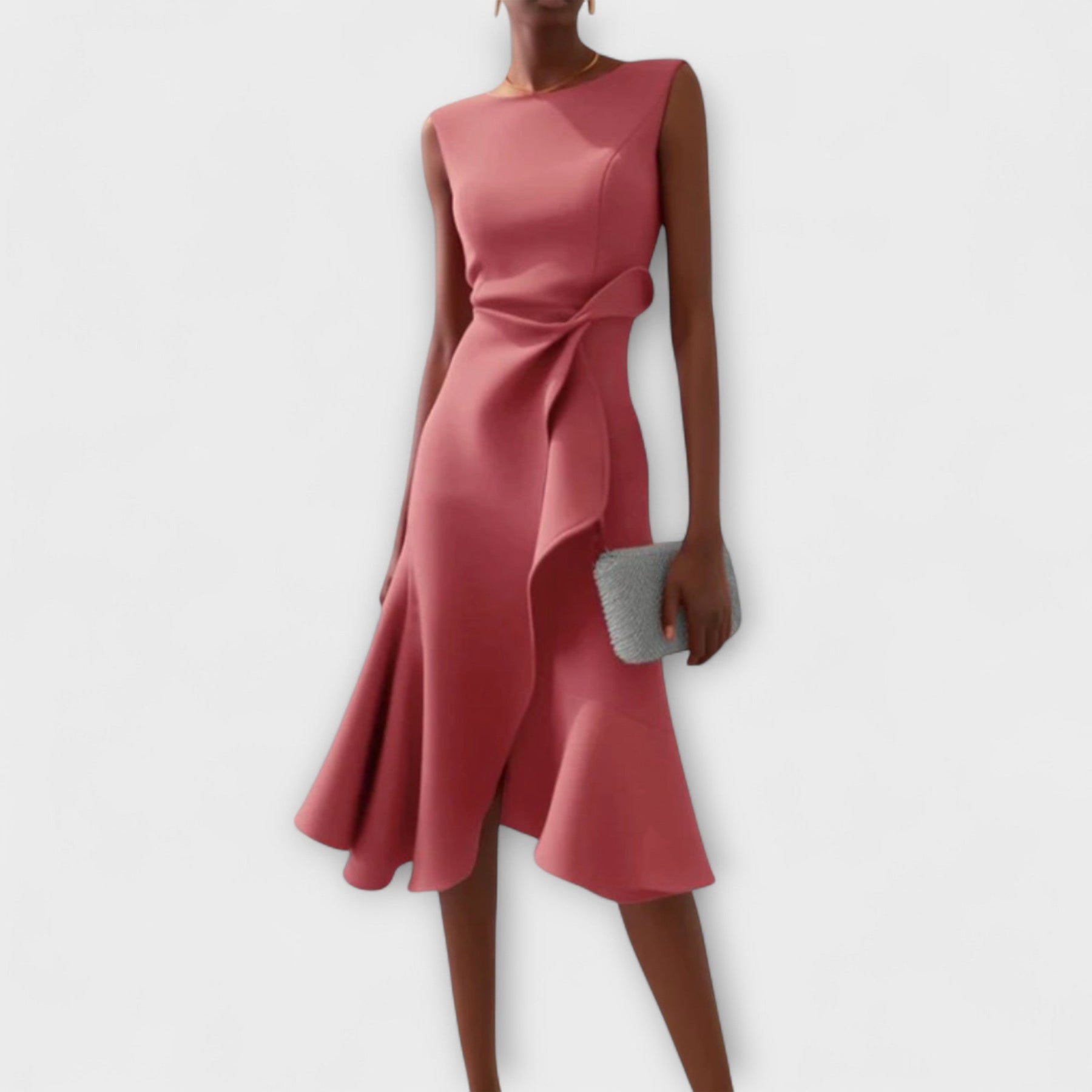 Delphine™ | Asymmetric Ruffle Midi Dress