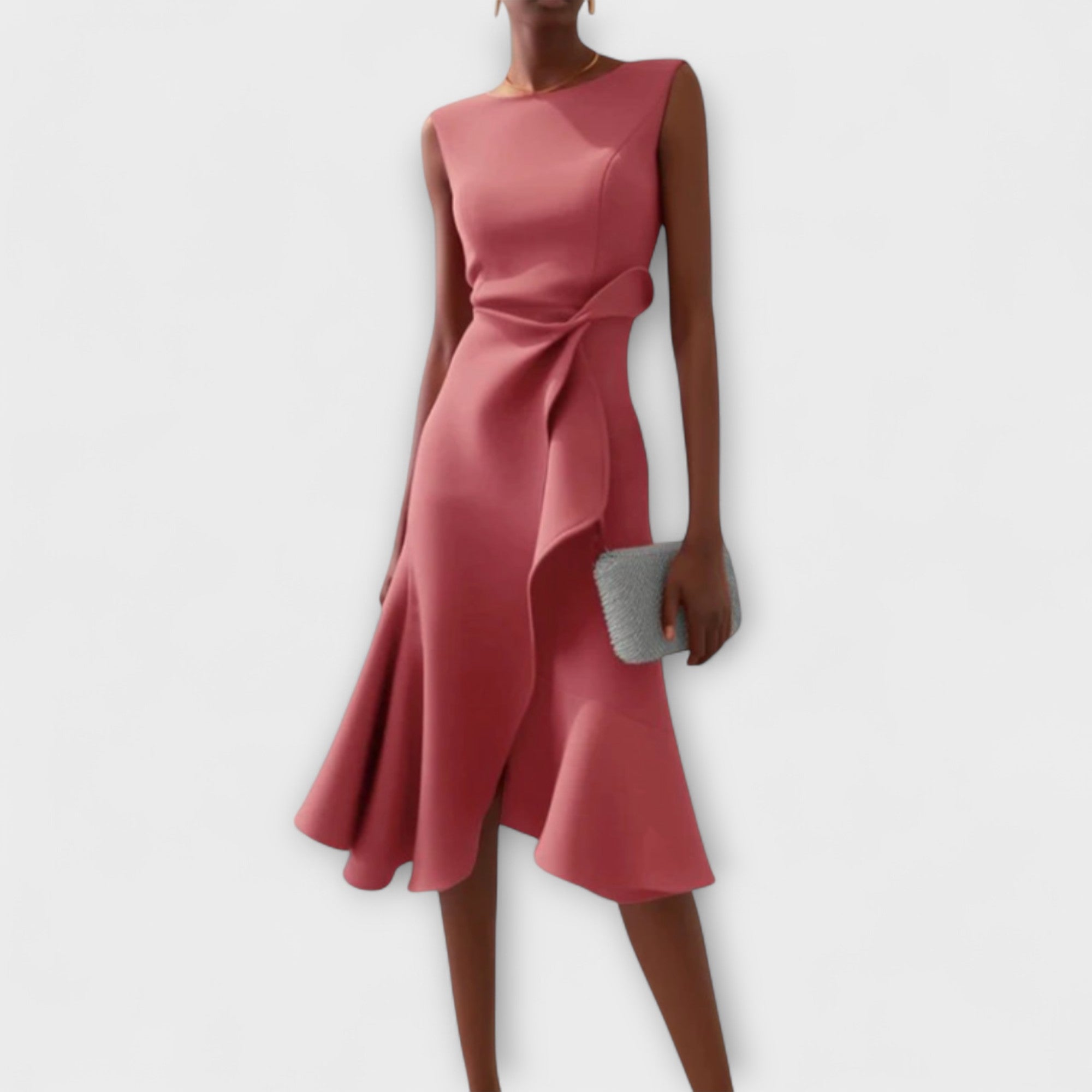 Delphine™ | Asymmetric Ruffle Midi Dress
