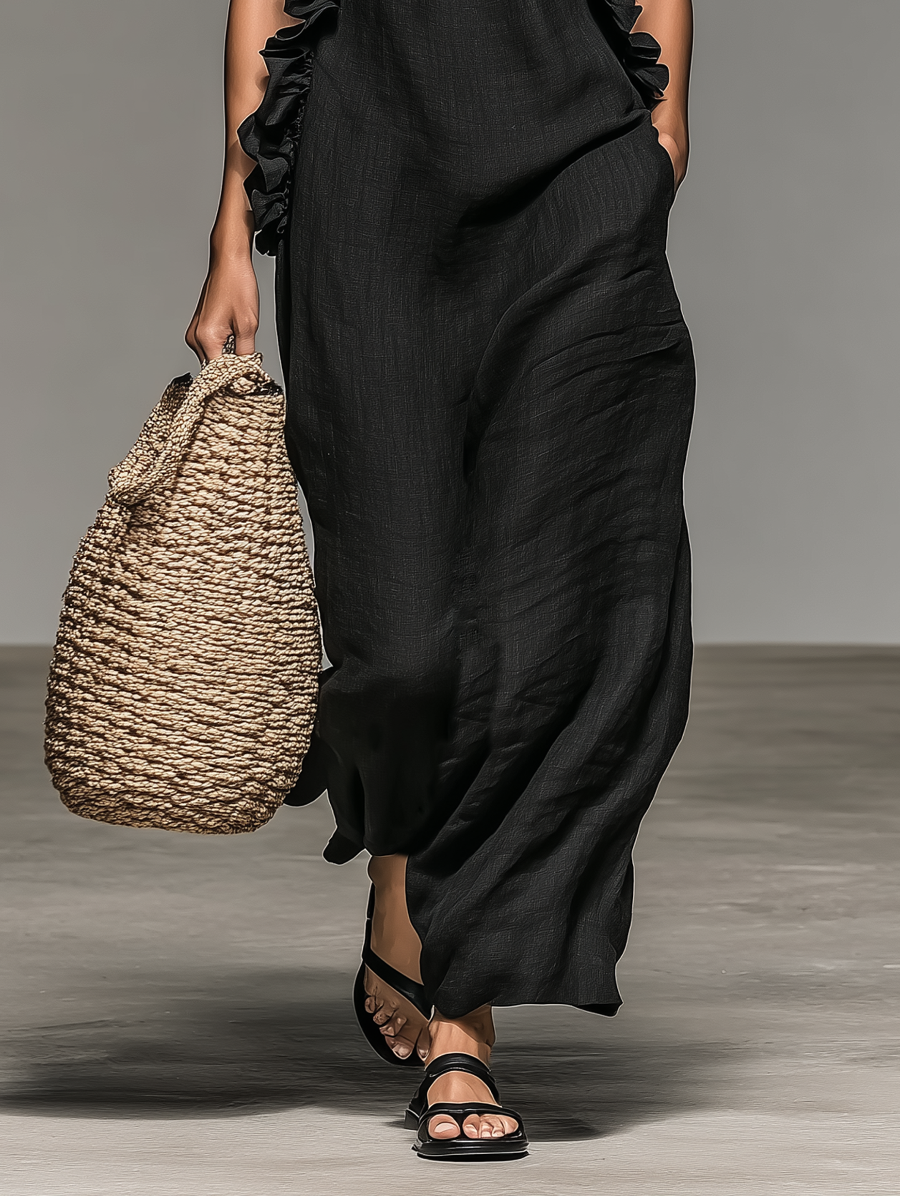 Esméa™ | Ruffle-Trim Linen-Blend Jumpsuit