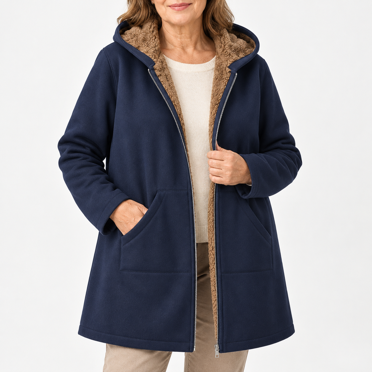 Lyra | Plush-Lined Hooded Zip Coat