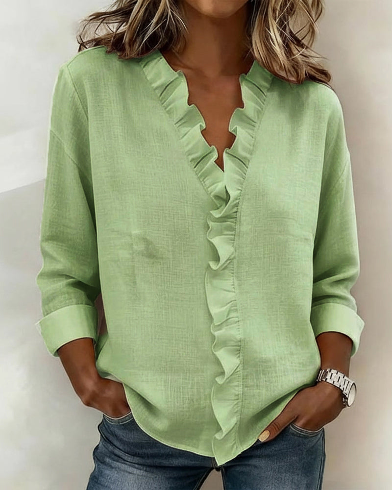 Camille | Ruffle V-Neck Blouse